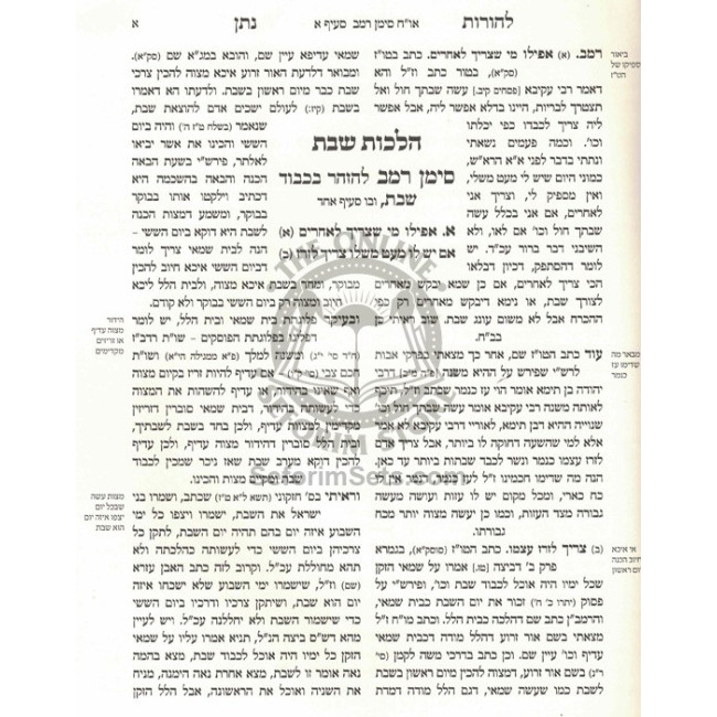 L'Horos Nosson Al Shulchan Aruch - Hilchos Shabbos    /    להורות נתן על שולחן ערוך הלכות שבת חלק א