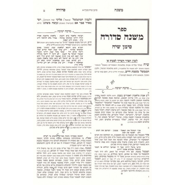 Mishnah Sedurah - Hilchos Shabbos - Siman 318