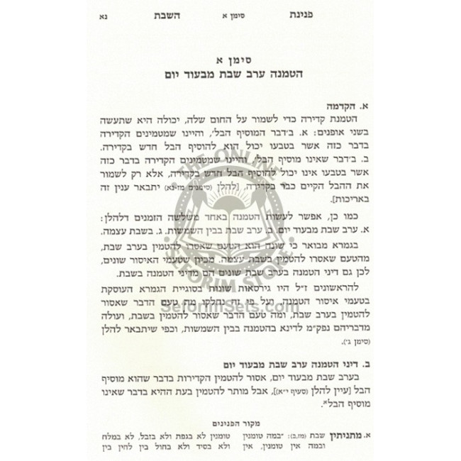 Peninas H'Shabbos - Hatmana   /   פנינת השבת - הטמנה
