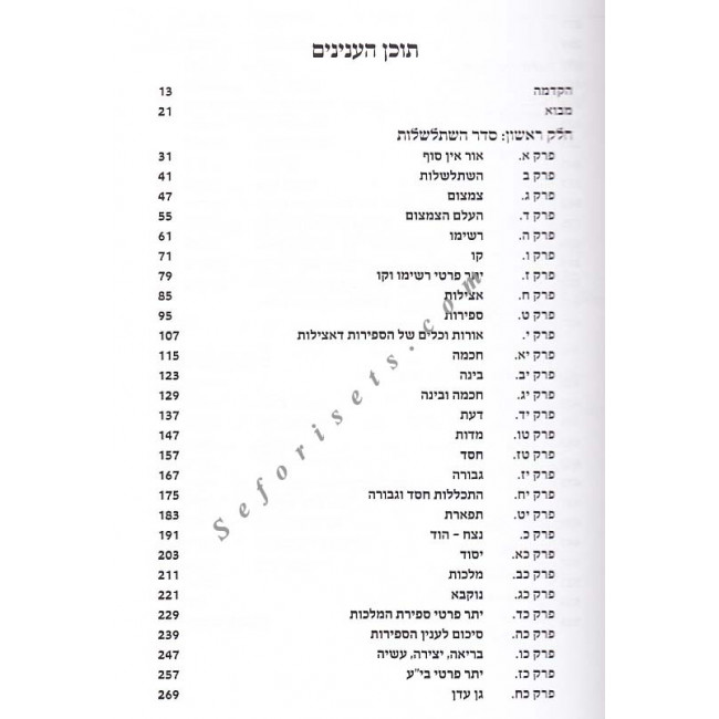 Seder Hishtalshelus       /      סדר השתלשלות