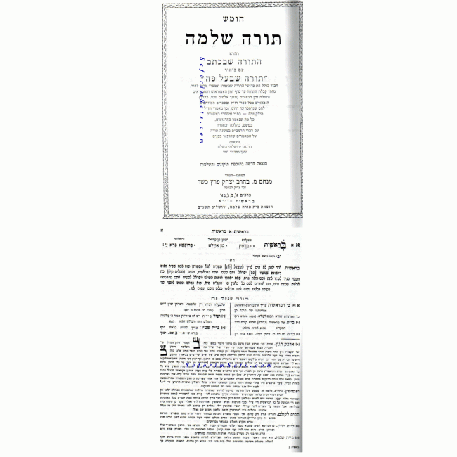 Chumash Torah Shleima           /        חומש תורה שלמה
