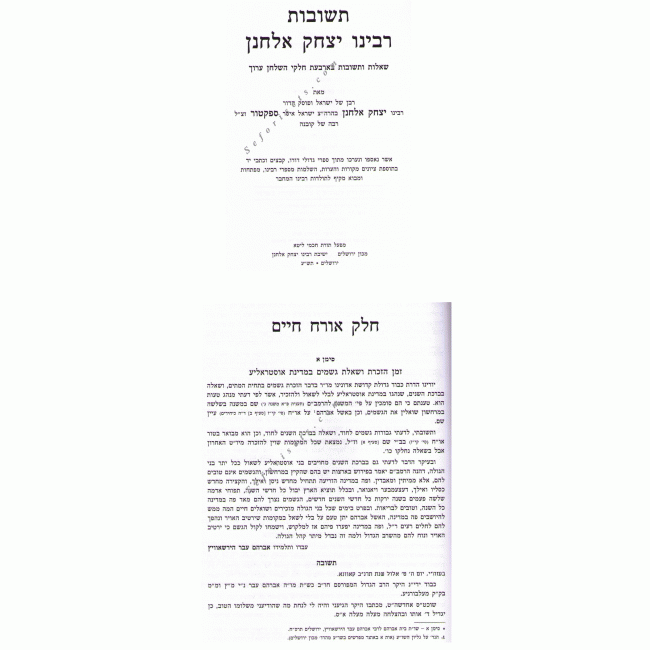 Teshuvas Rabeinu Yitzchok Elchonon      /     תשובות ר יצחק אלחנן