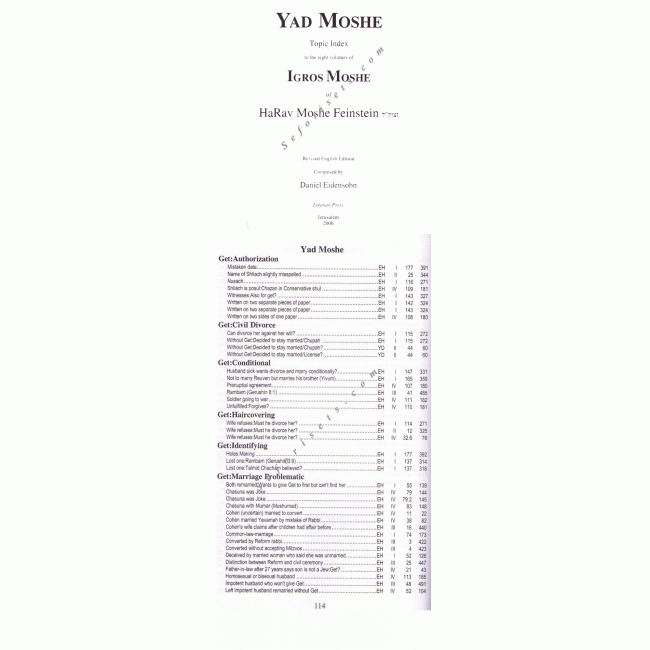 Yad Moshe - Index to Igros Moshe