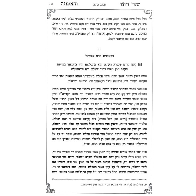 Shaarei Hayichud Vehaemunah   /   שערי היחוד והאמונה