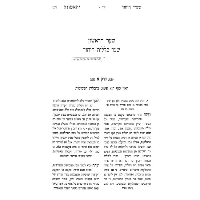 Shaarei Hayichud Vehaemunah   /   שערי היחוד והאמונה