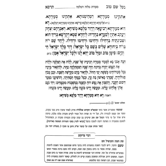 Zemiros L'Shabbos U'L'Motzaei Shabbos Ba'al Shem Tov Hamaleh 2 Volume Set / זמירות לשבת ולמוצאי שבת בעל שם טוב המלא ב כרכים
