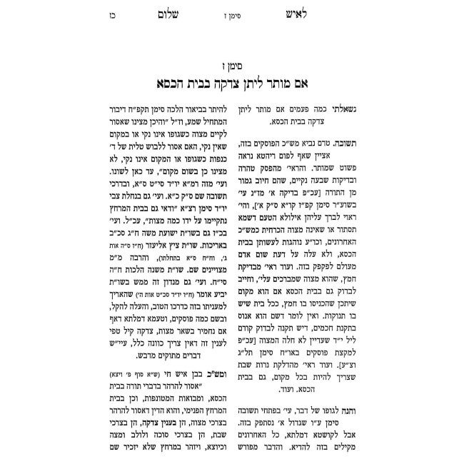 L'Ish Shalom - Shut U'Birurei Halacha / לאיש שלום - שו"ת ובירורי הלכה