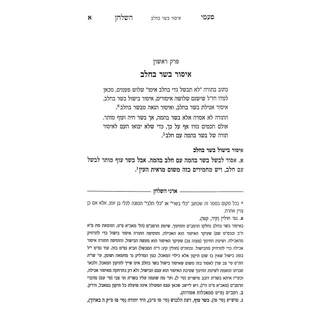 Ta'amei HaShulchan - Hilchos Basar B'Chalav / טעמי השלחן - הלכות בשר בחלב