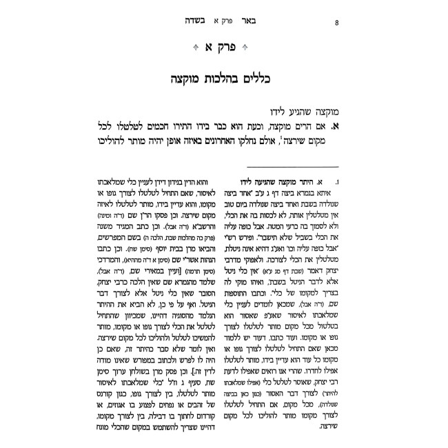 Be'er BaSadeh - Hilchos Muktzah Shabbos V'Yom Tov / באר בשדה - הלכות מוקצה שבת ויו"ט