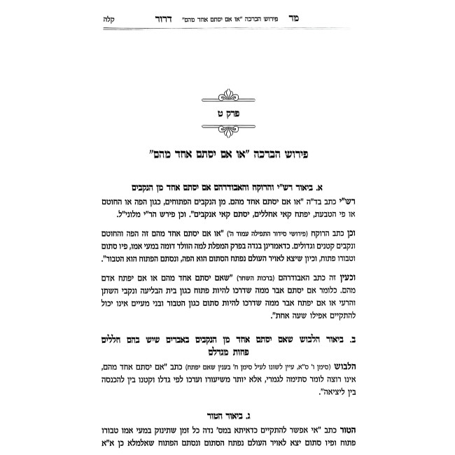 Mor Deror Al Shulchan Aruch Orach Chaim - Dinei Birchos HaShachar U'Birchos HaTorah / מר דרור על שולחן ערוך אורח חיים - דיני ברכות השחר וברכות התורה