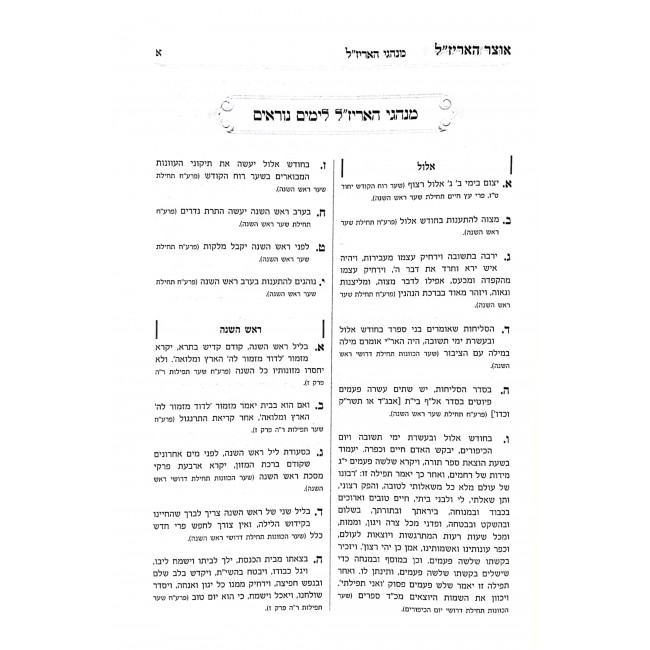 Otzer HaArizal Yom Kippur  / אוצר האריז"ל יום כיפור