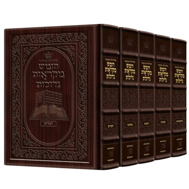 Czuker Edition Hebrew Chumash Mikra'os Gedolos Slipcased Set Yerushalayim Hand-Tooled 2-Tone Leather (Full Size Yerushalayim 2-Tone) 