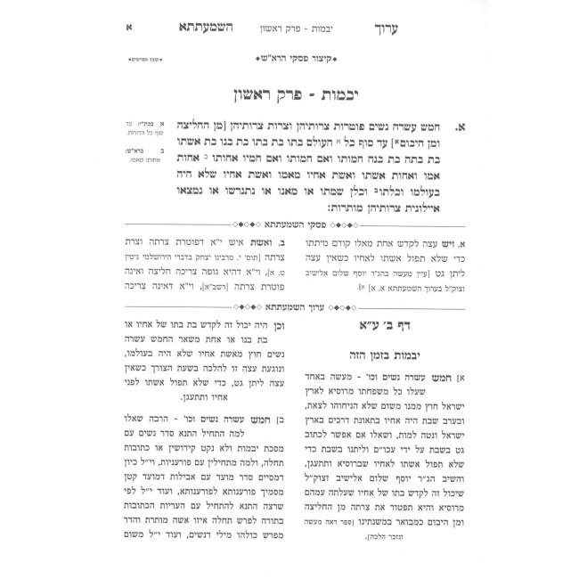 Kitzur Piskei HaRosh - Yevamos & Shavuos / קיצור פסקי הרא"ש - יבמות - שבועות