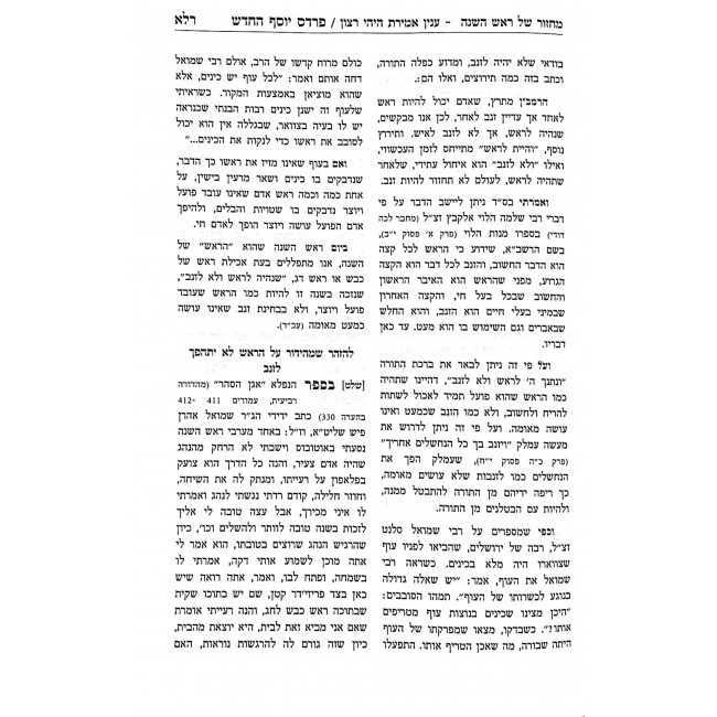 Pardes Yosef Rosh Hashana  / פרדס יוסף ראש השנה