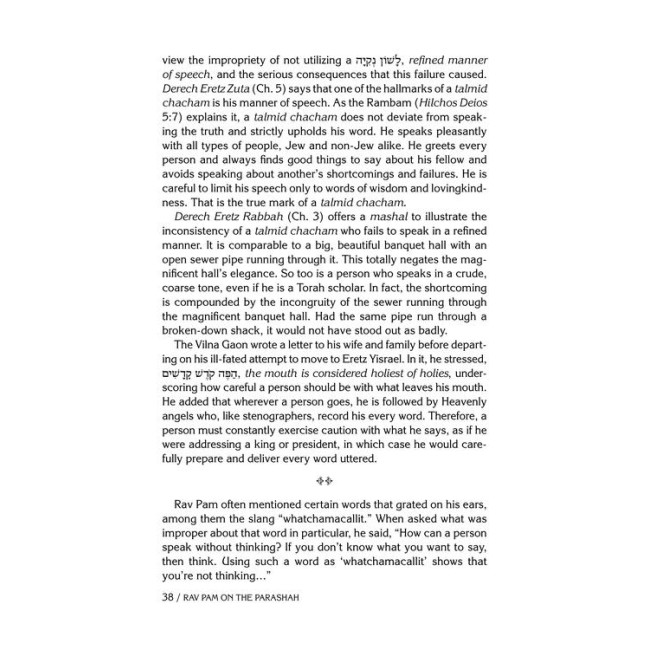Rav Pam on the Parashah