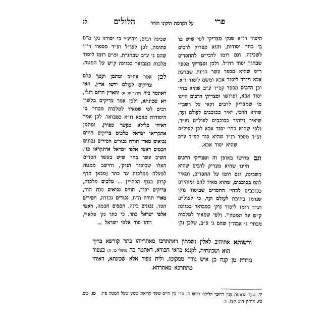 Pri Hilulim Peirush Al Hakdomos Tikunei Hazohar  / פרי הלולים פירוש על הקדמת תיקוני הזהר