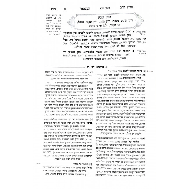 Shulchan Aruch Harav Hamvoer - Knishta Dvei Rav - Simanim 321 - 344 / שו"ע הרב המבואר - כנישתא דבי רב שבת שכא - שדמ