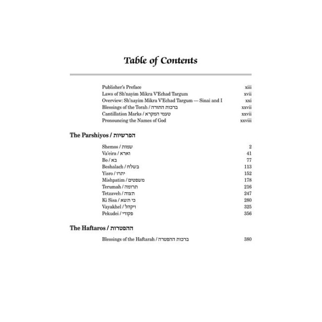 Sh'nayim Mikra V'Echad Targum - Shemos