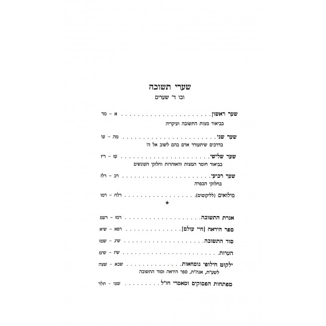 Shaarei Teshuva Im Igeres Hateshuva  / שערי תשובה עם אגרת התשובה